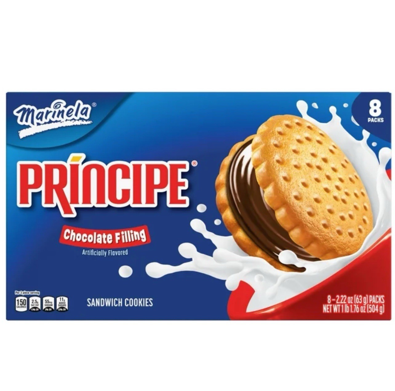 🟠 New Mexican Marinela PRINCIPE Chocolate Filling Sandwich Cookies 8-Packs 1lb