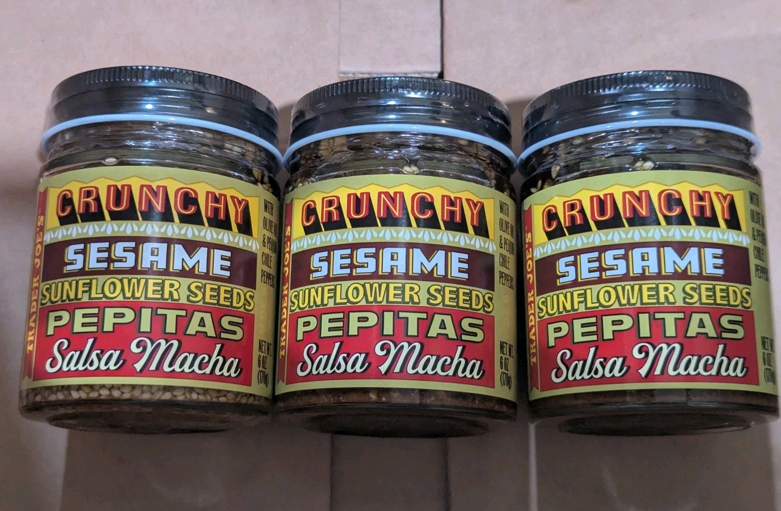 3 Jars Trader Joe’s Sesame Sunflower Seeds Pepitas Salsa Macha 6 oz 170g 7/31/26