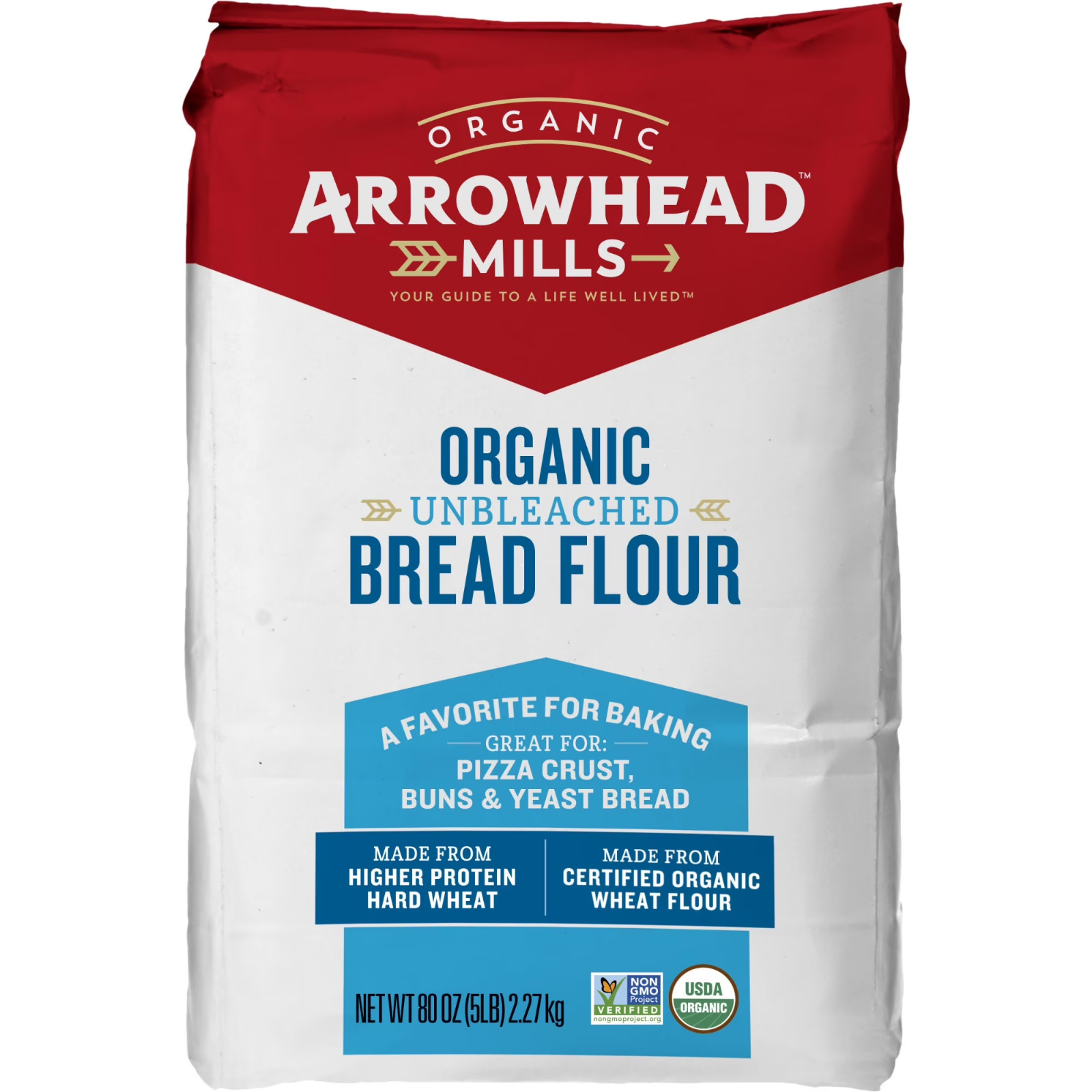 Arrowhead Mills Organic Unbleached Bread Flour, 5 lb Bag…