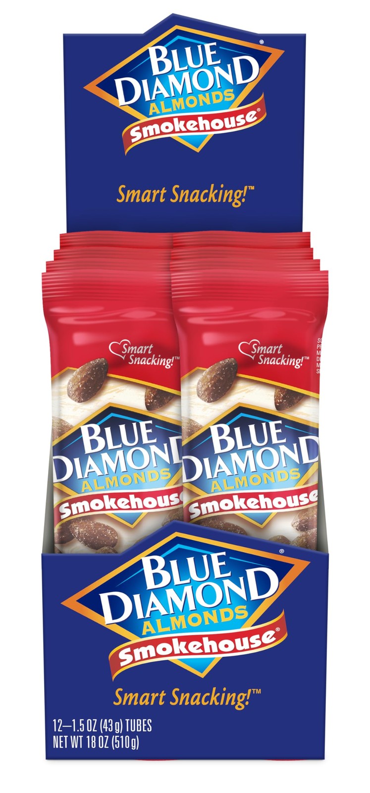 Smokehouse Flavored Almonds, Single Serve Snack Bags, 1.5 Oz, Pack of 12