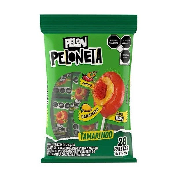 PALETA PELON PELONETA Sabor Tamarindo con Mango (28 Piezas de 21g c/u) 🇲🇽