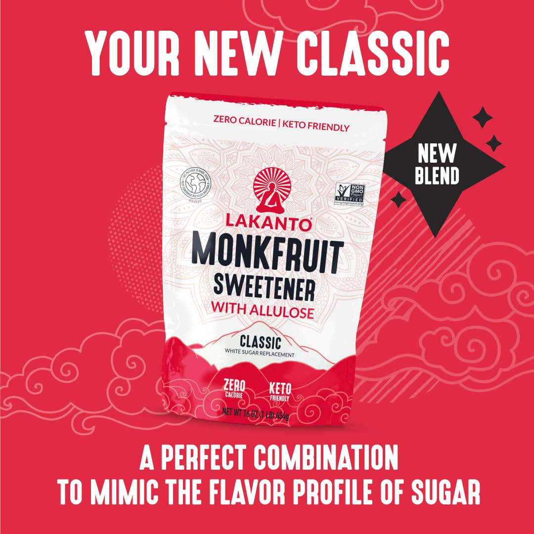 Classic Monk Fruit Sweetener with Allulose, White Sugar Substitute from Monk Fru