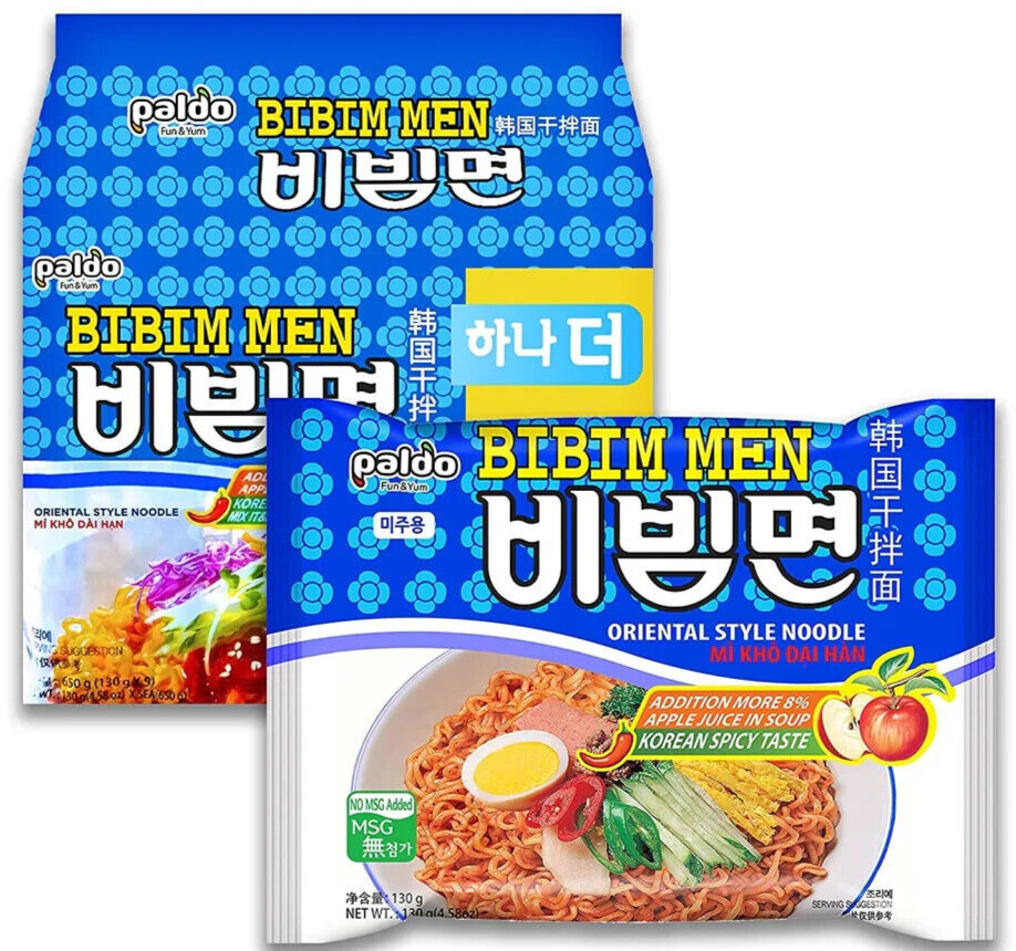 Paldo Bibim Men Oriental Style Instant Noodle 4.58 oz x 5 Packs (Pack of 2)