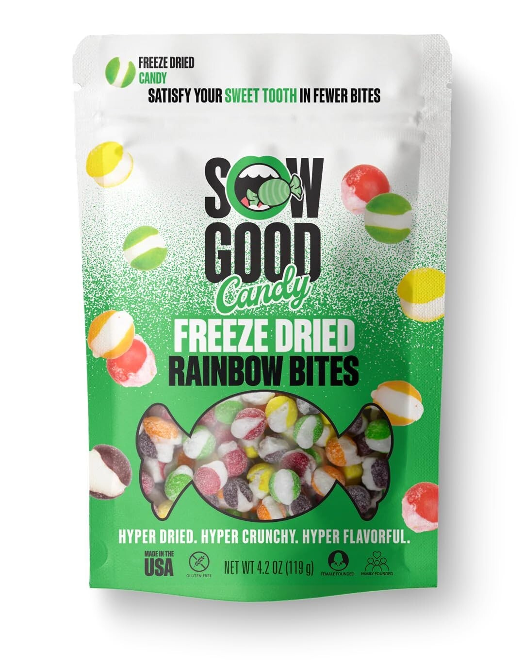 Freeze Dried Candy Rainbow Fruity Skittlez,Space Food Gluten Free SOW GOOD BRAND