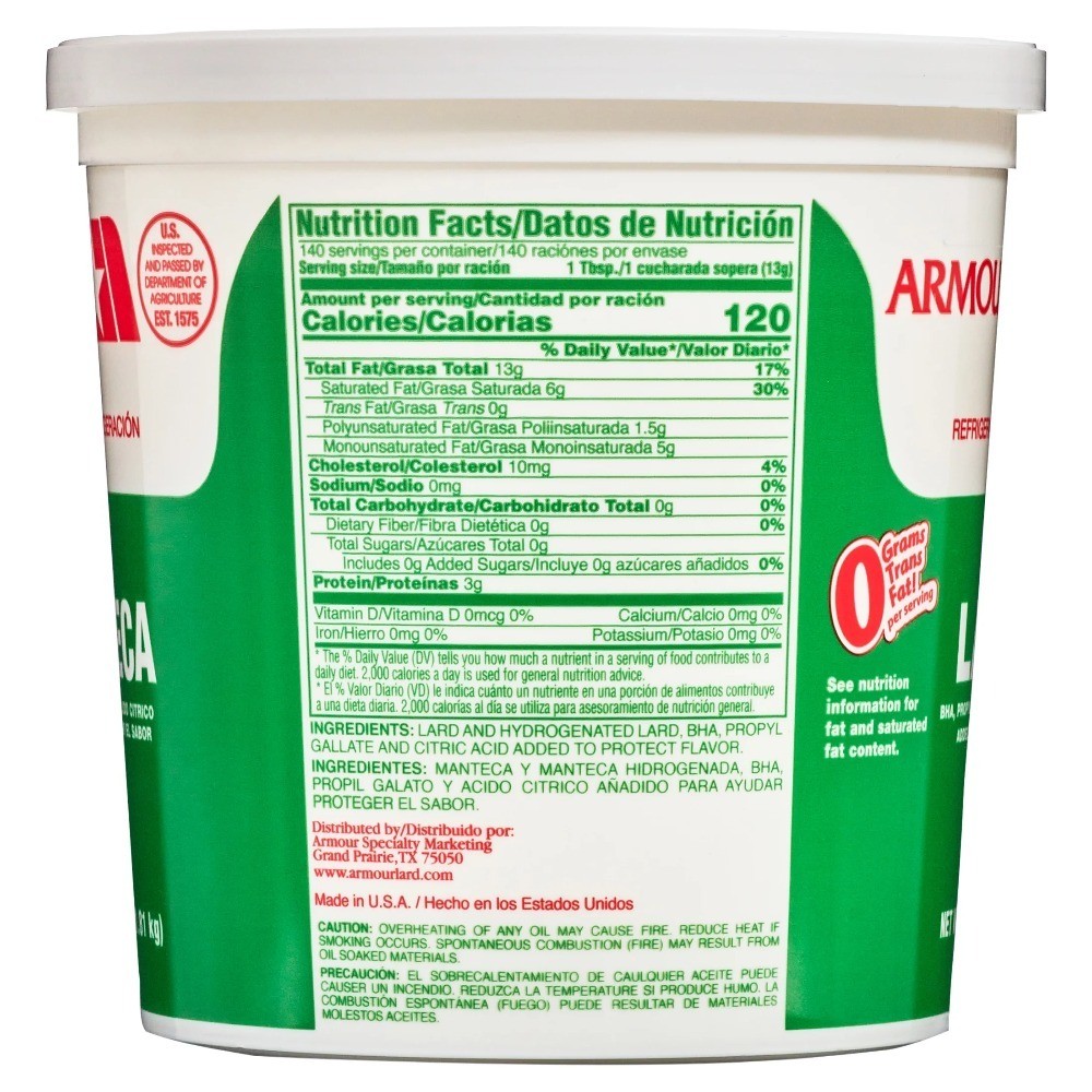 Fresh Pure Lard 4 Pound Tub Cooking Baking Frying Shortening