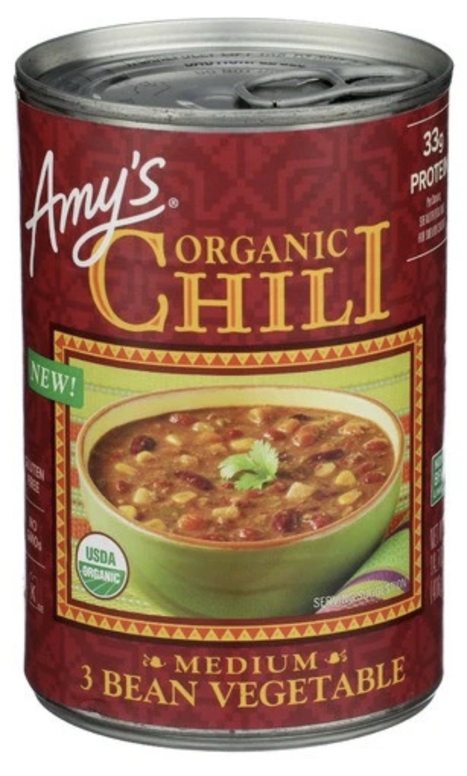 12x Amy’s Organic Three Bean Vegetable Chili 14.7 Oz 8/27