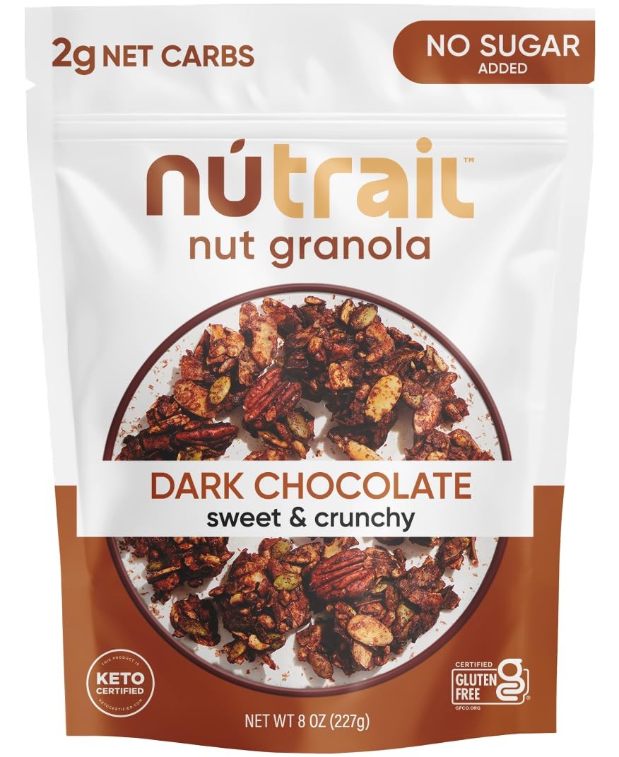 Nut Granola Cereal, Dark Chocolate, No Sugar Added, Keto, Low Carb, Gluten Fr…