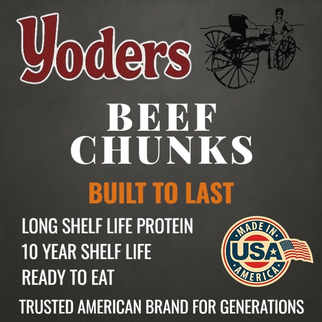 Single Can of Yoder’s fresh REAL Canned Beef Chunks (28 oz), Long Shelf Life!