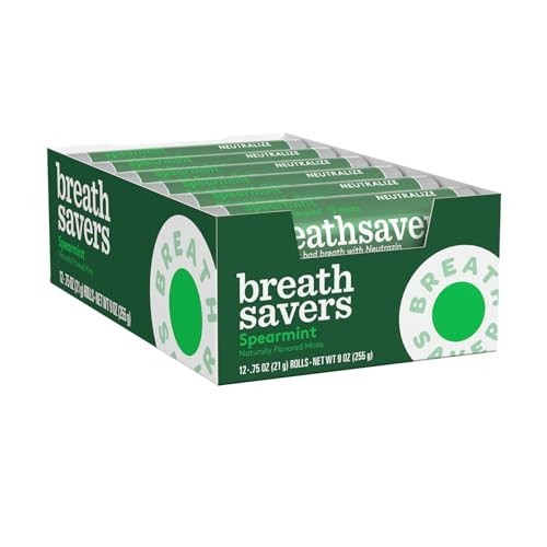 Spearmint Sugar Free Breath Mints 24 Rolls 0.75 oz Bulk Pack Party Favors Fresh