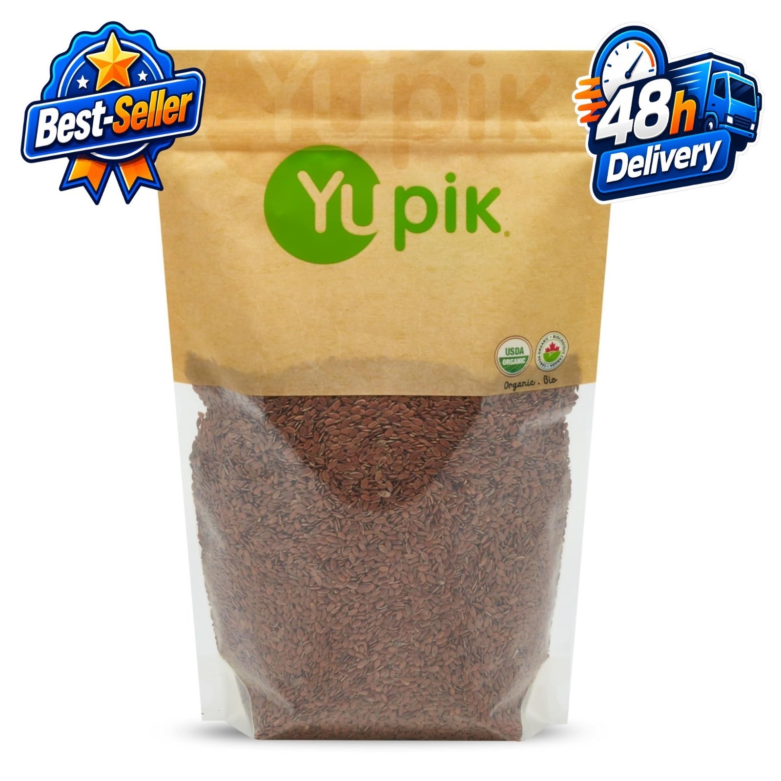 Organic Brown Flax Seeds 2.2 lb Gluten-Free Non-GMO Vegan