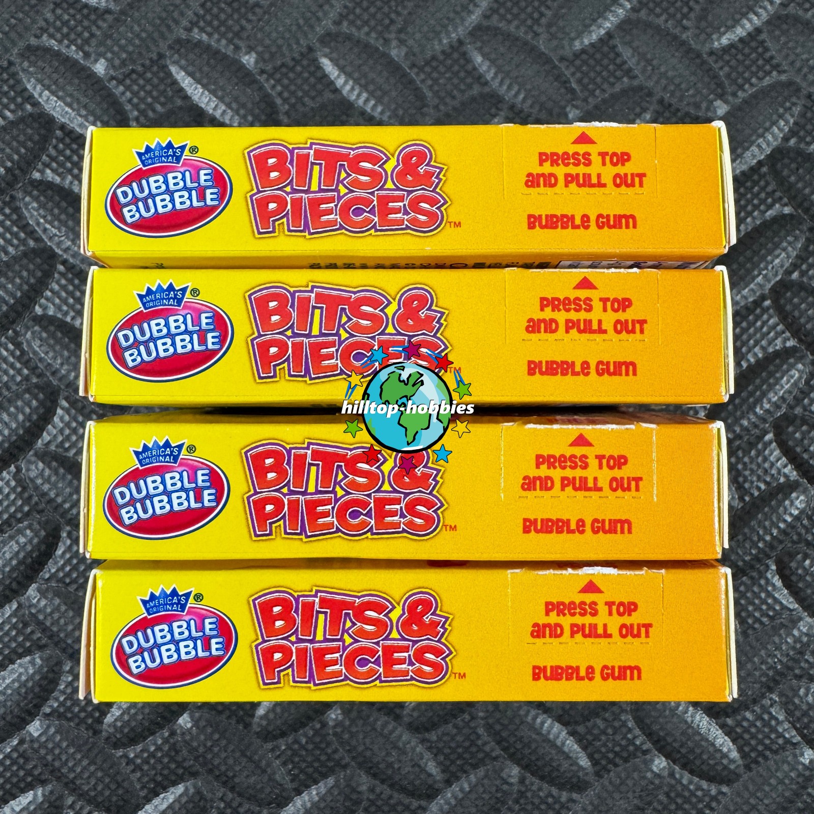 4-PACK/BOX LOT DUBBLE BUBBLE BITS & PIECES AMERICA’S ORIGINAL ASSORTED FRUIT GUM
