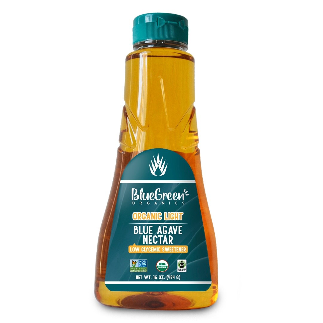 BLUE GREEN LIGHT SIX PACK Organic Agave Nectar, 1 Gallon, 16 Ounce