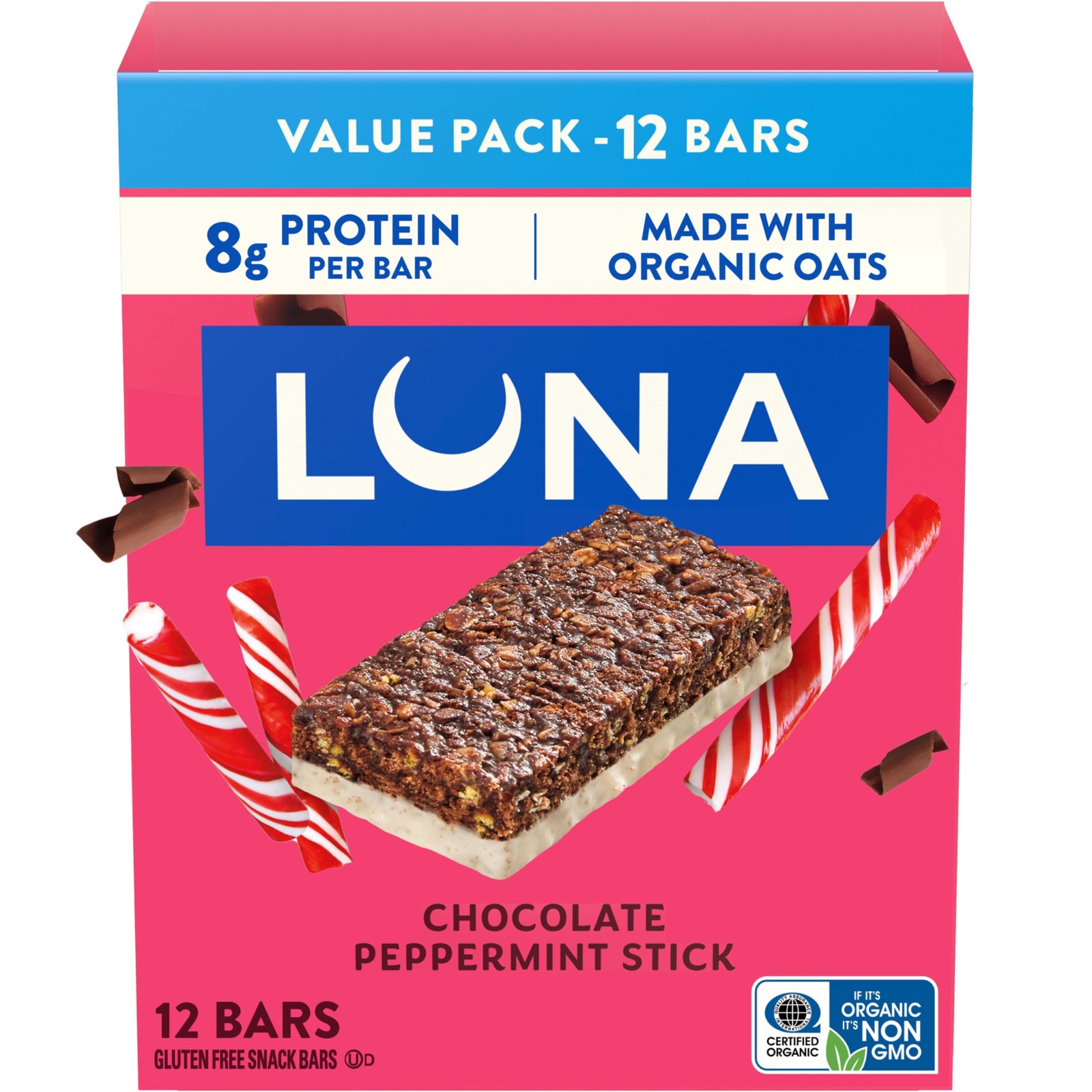LUNA Bar – Chocolate Peppermint Stick Flavor – Gluten 12 Count (Pack of 1)