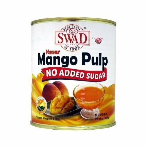 Swad Kesar Mango Pulp No Sugar Added 850 Grams (Pack of 2)