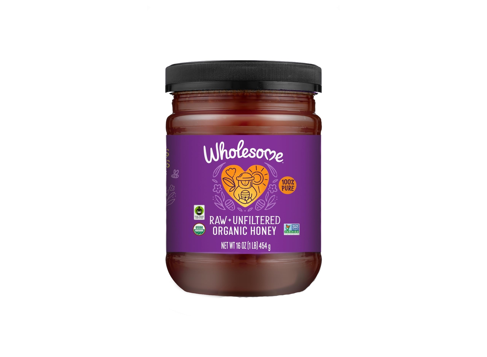 Wholesome Organic Raw Unfiltered Honey 16 Ounce Gluten Free Fair Trade