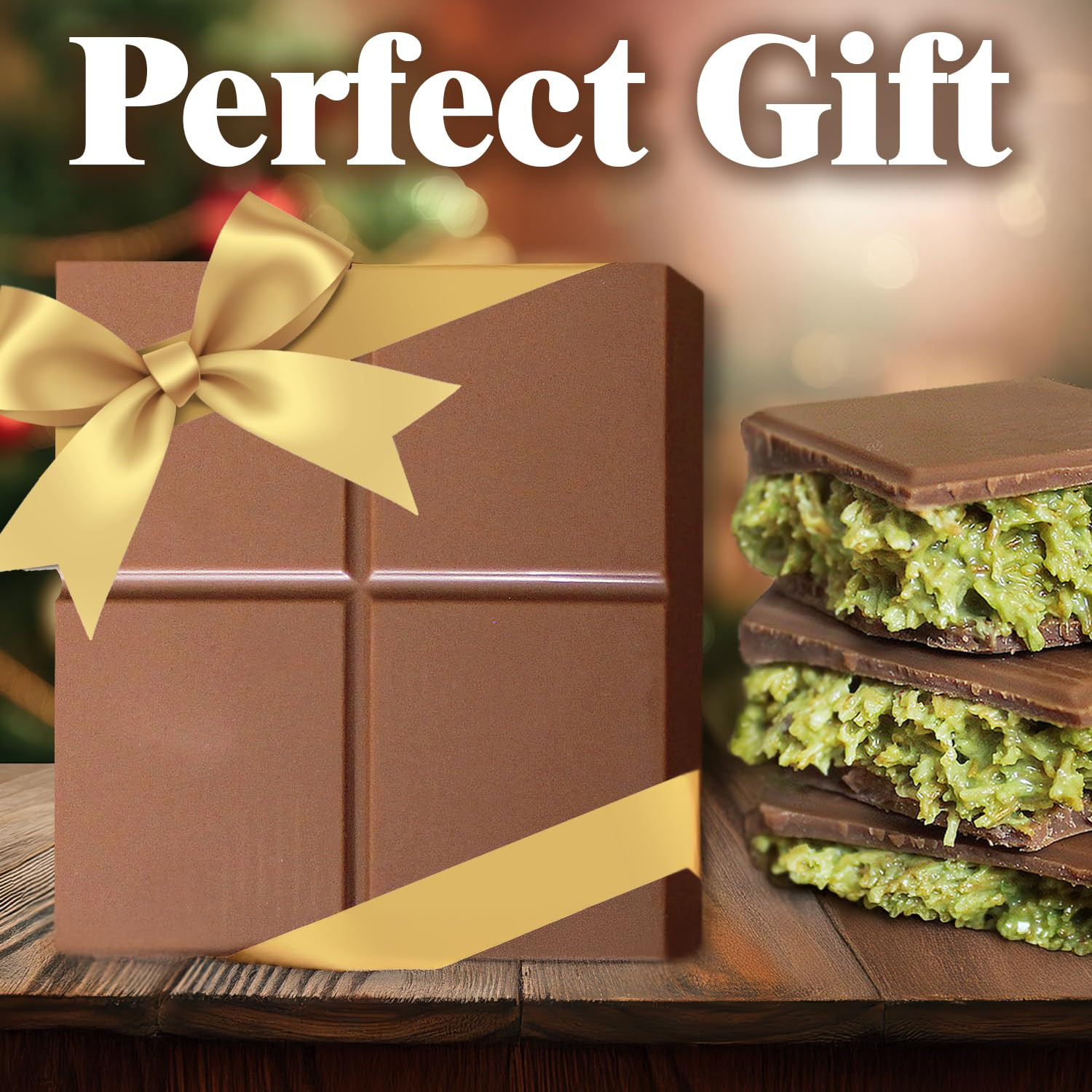 Handmade Dubai Chocolate Pistachio Bar 3.5 Oz Square – Authentic Handmade, Perfe