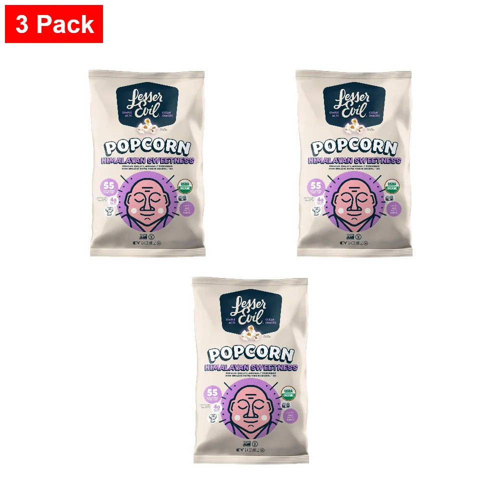 Lesserevil, Popcorn Bowl Sweet Organic, 7 Ounce – 3 Pack