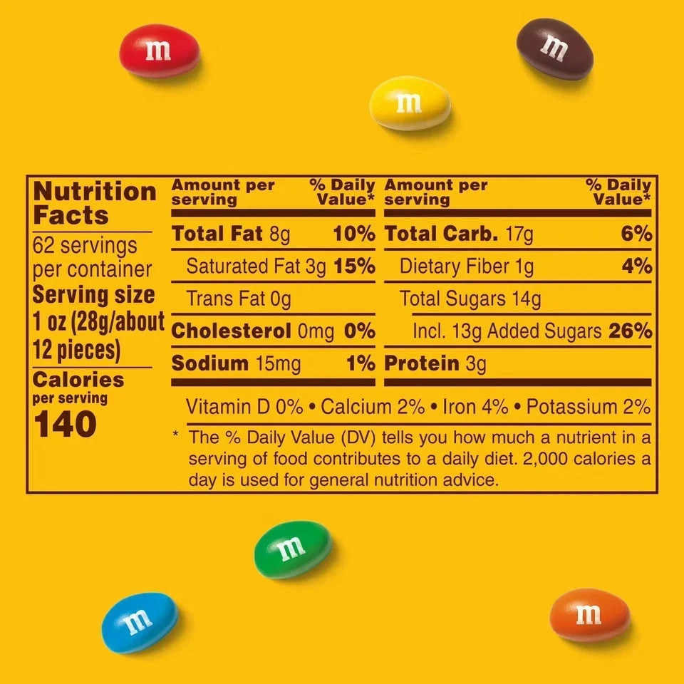 M&M’S Peanut Milk Chocolate Candy Bulk Jar 62 oz FREE FAST SHIPPING
