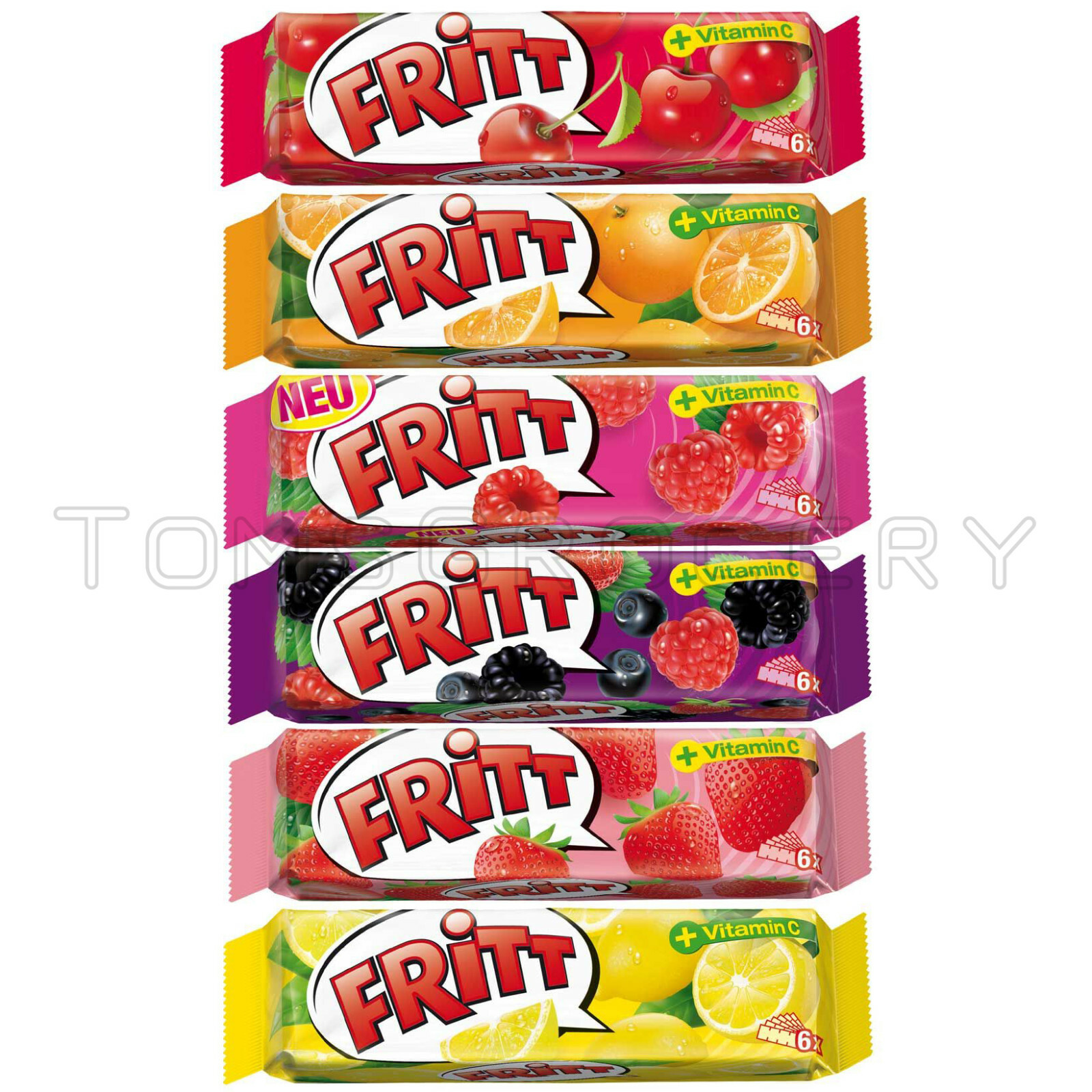 6 x FRITT Chewy Candy Cherry Orange Lemon Berry Flavor Mix 70g 2.5oz