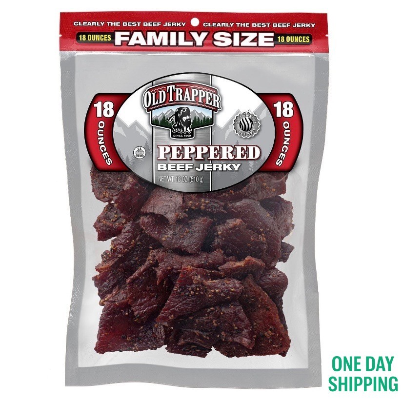 Old Trapper Peppered Beef Jerky 18oz Smoked Dried Meat High Protein Snack