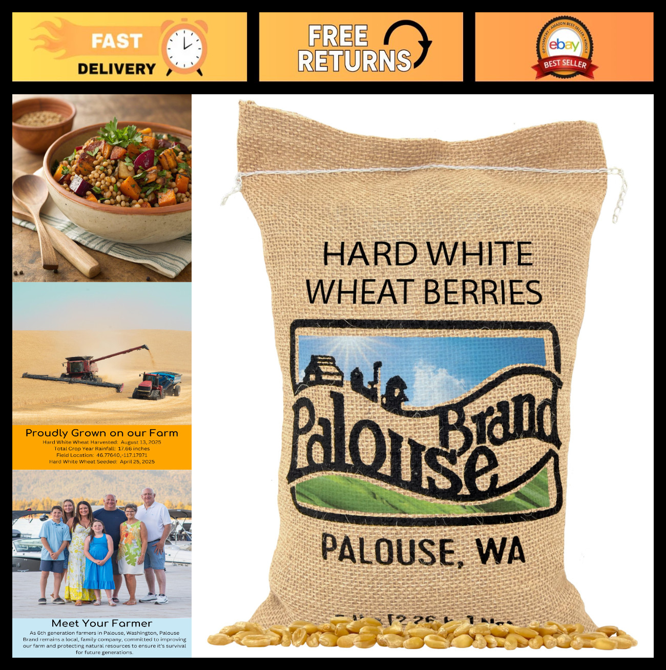 Non-GMO Hard White Wheat Berries – Glyphosate Residue Free, 5 LBS, Kosher