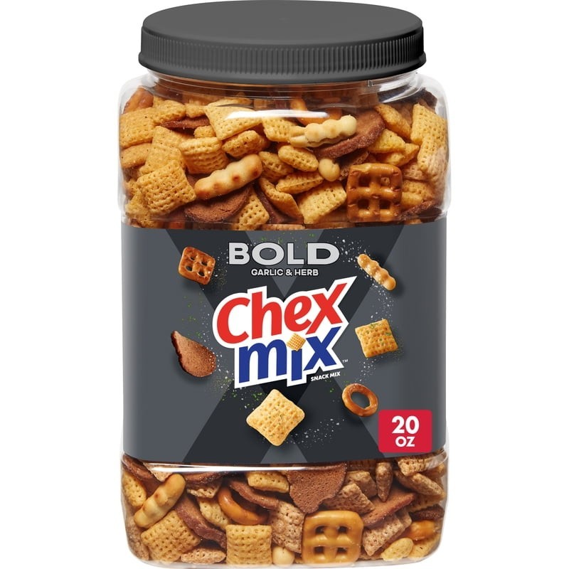 Chex Mix Bold Garlic and Herb Snack Mix, Snack Tub, 20 oz