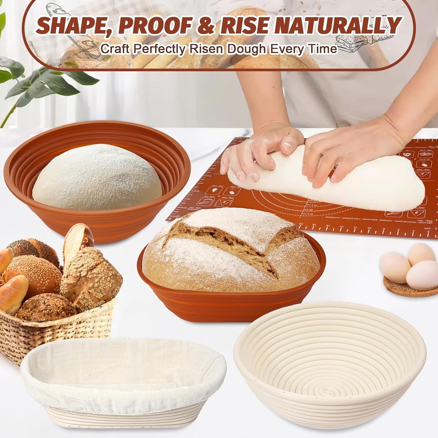 Sourdough Starter Kit Enamel Pot Bread Proofing Baskets Supplies Complete Set