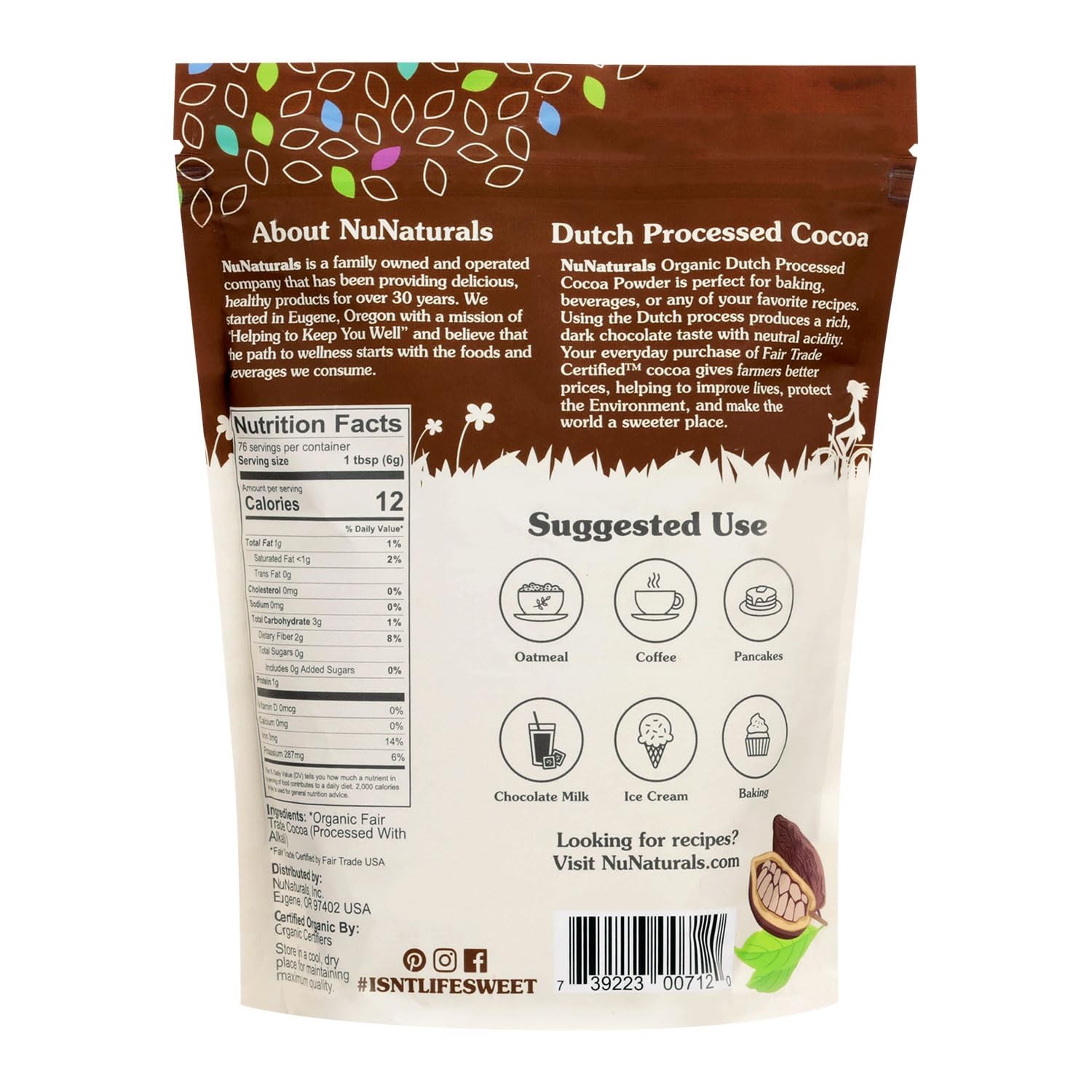 Cocoa Dutch Process Organic Fairtrade Certified 10-12%, 1 lb 2 Pack