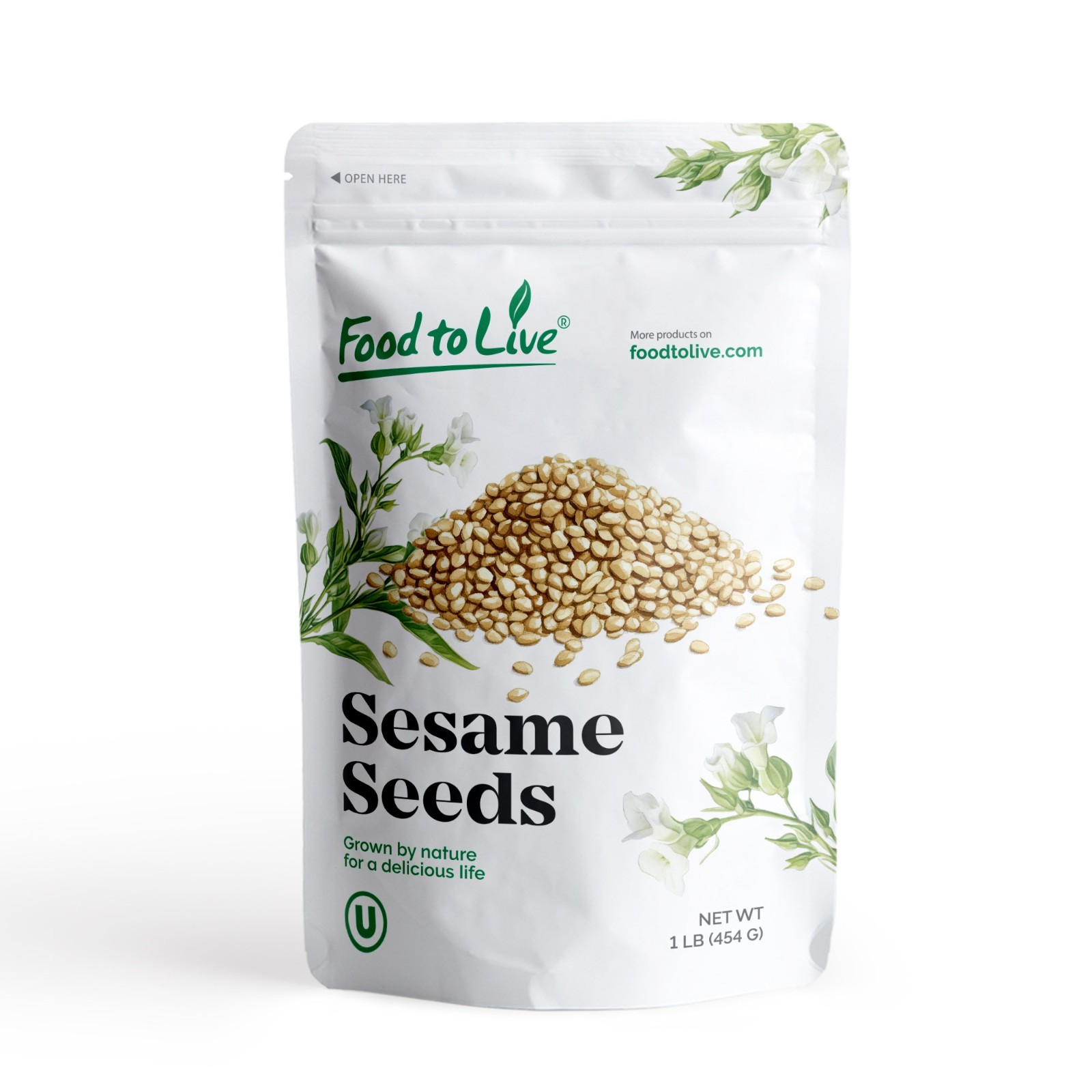 Unhulled Sesame Seeds — Whole Natural Raw White Sesame Seeds, Kosher, Vegan