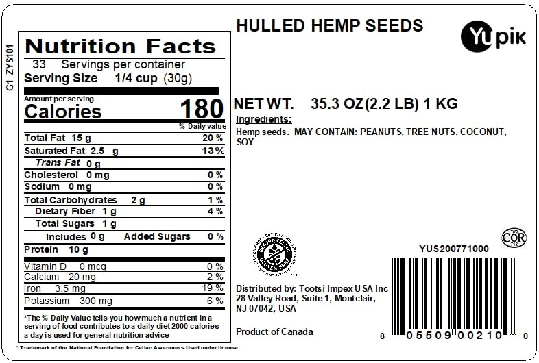 Yupik Organic Hulled Hemp Hearts 2.2 lb 3 Pack