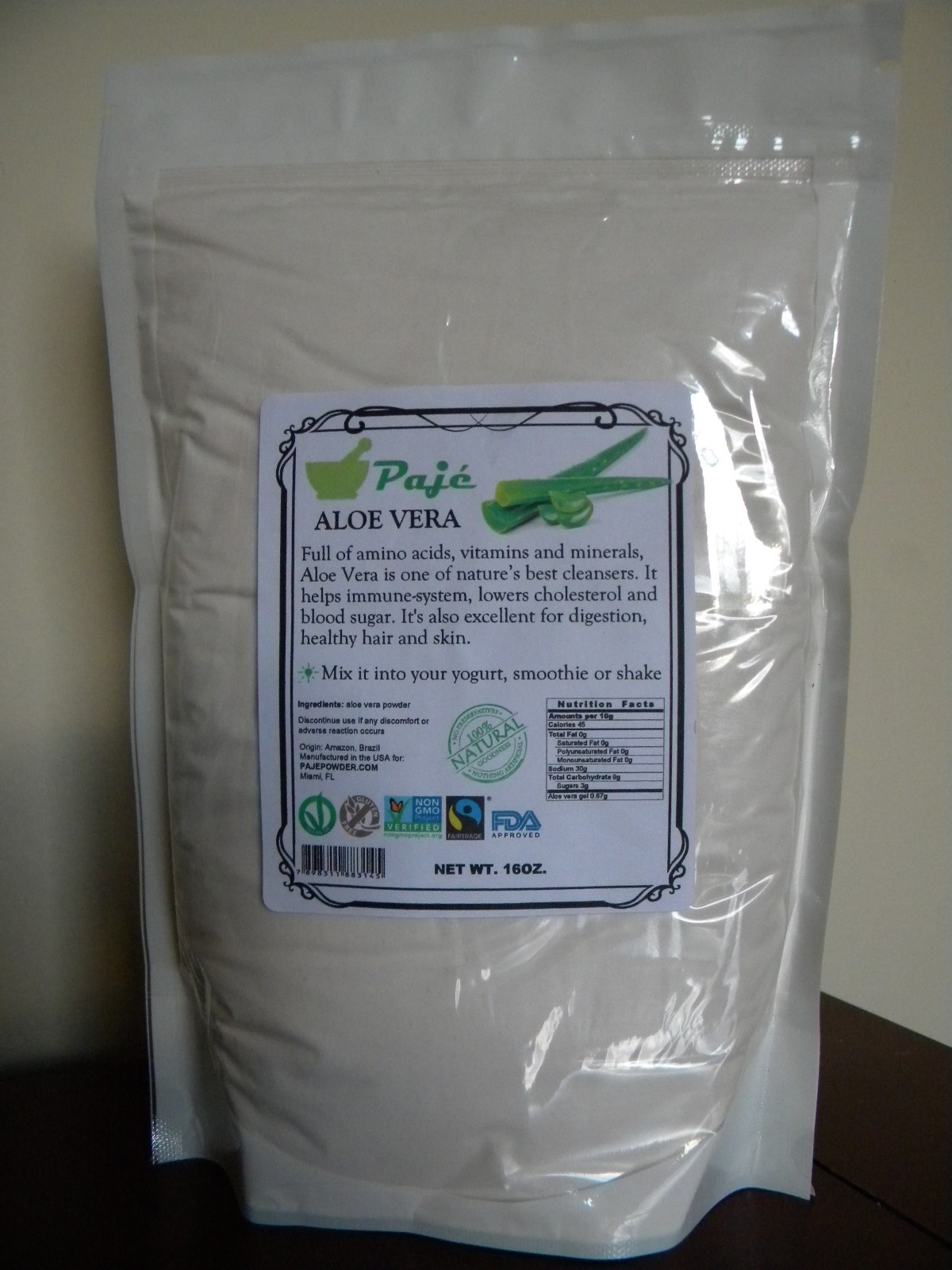 Aloe Vera gel powder 4oz 1/4lb Superfood, Detox, beauty and digestiv help PAJE