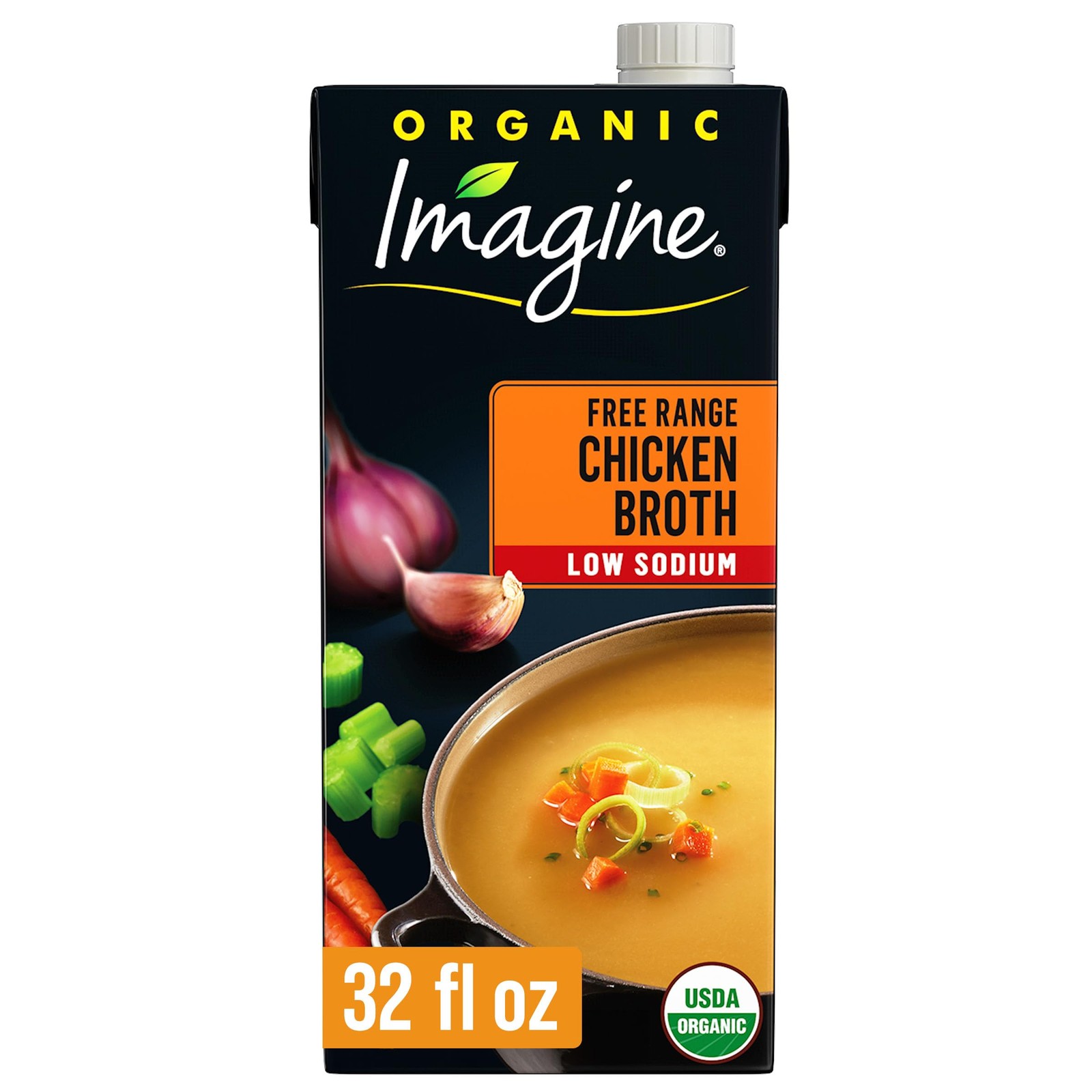 Organic Low Sodium Free Range Chicken Broth, 32 fl oz (Pack of 6)