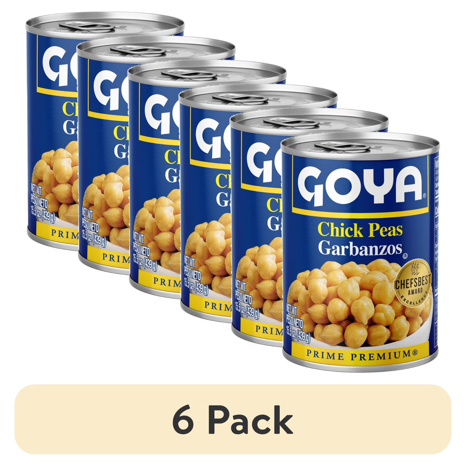 (6 pack) GOYA Chick Peas (Garbanzo Beans) 15.5 oz Can..