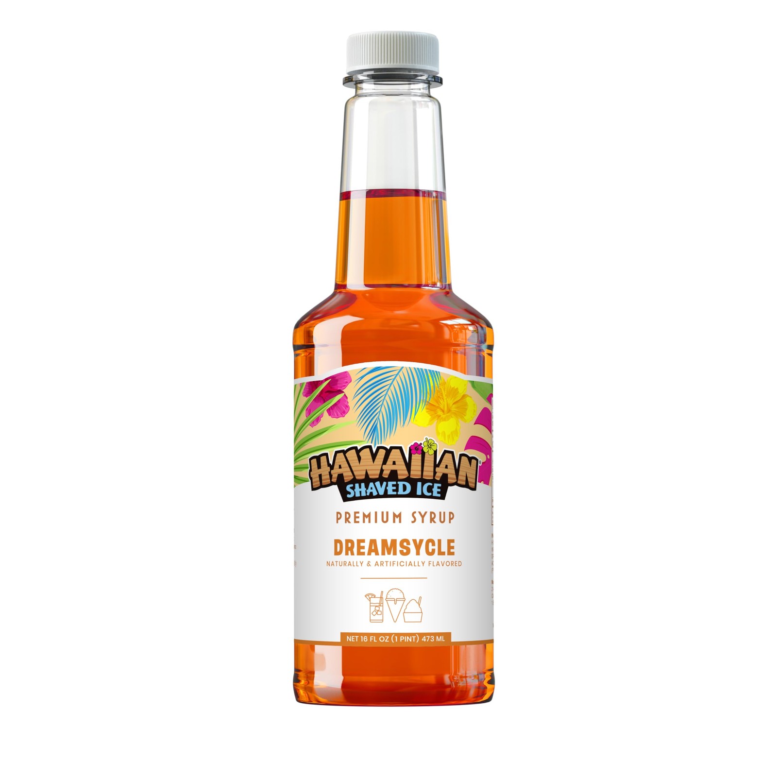 Hawaiian Shaved Ice Dreamsycle Syrup – Nut Soy 16 Fl Oz (Pack of 1), Orange