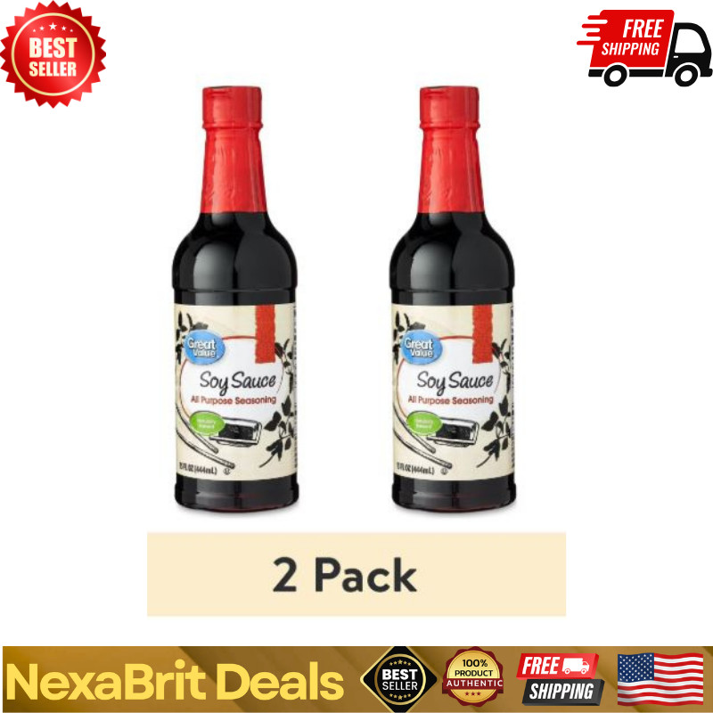 (2 pack) Great Value Naturally Brewed Soy Sauce, 15 fl oz
