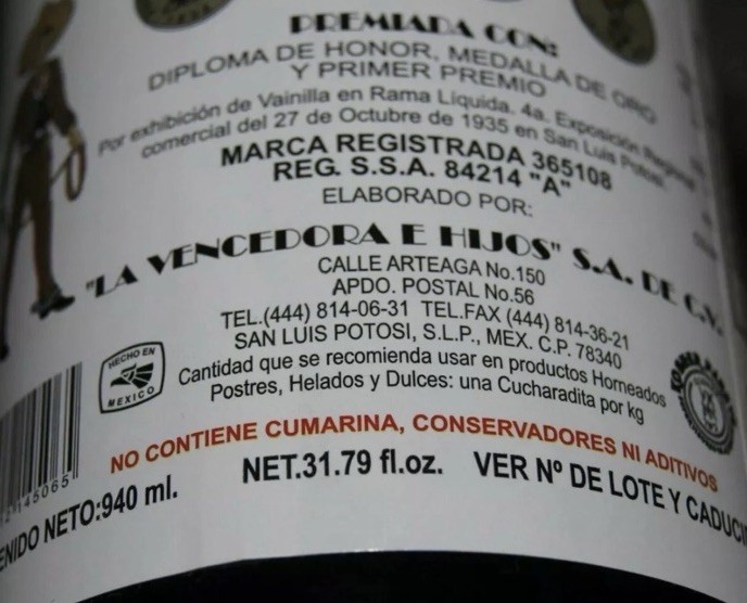 La Vencedora Mexican Vanilla Pure Glass Bottle 31oz -1L