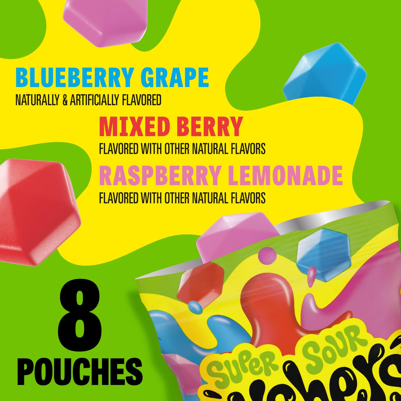 Gushers Fruit Flavored Snacks, Super Sour Berry Flavor, 8 8 Count (Pack of 1)