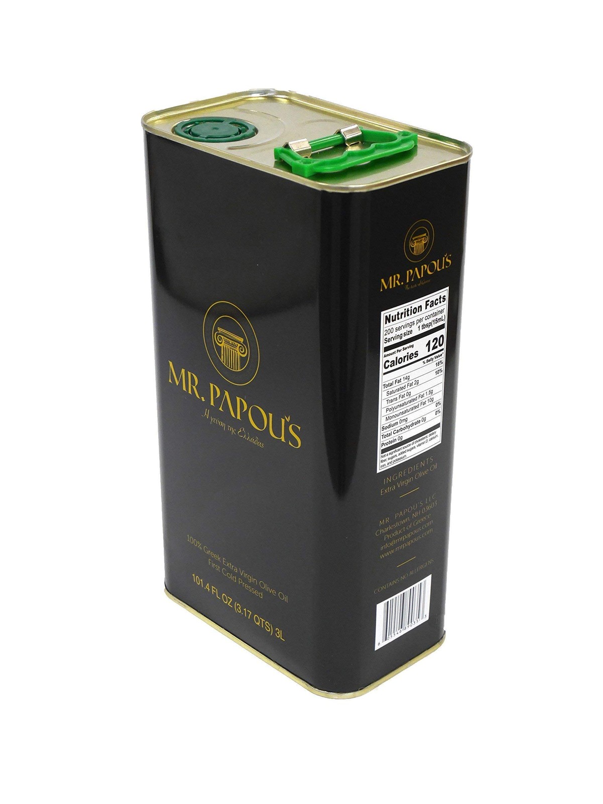 Mr. Papou’s | Extra Virgin Olive Oil | First Cold Pressed | Family Owned 3 Liter