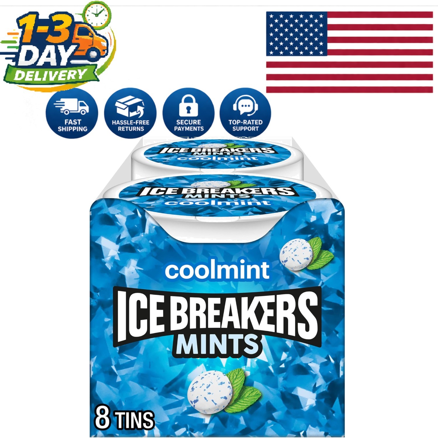 Refreshing Coolmint Sugar-Free Mints, 1.5 oz Tins, Perfect for Anytime Freshness