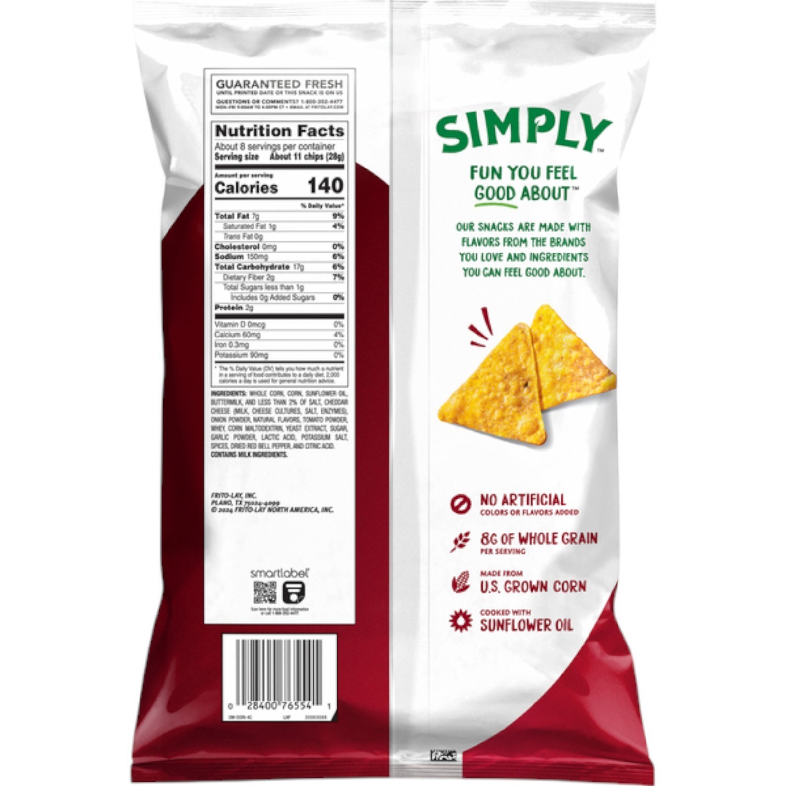 (3 Pack) Doritos Simply White Cheddar Nacho® Flavored Tortilla Chips 7oz Bag