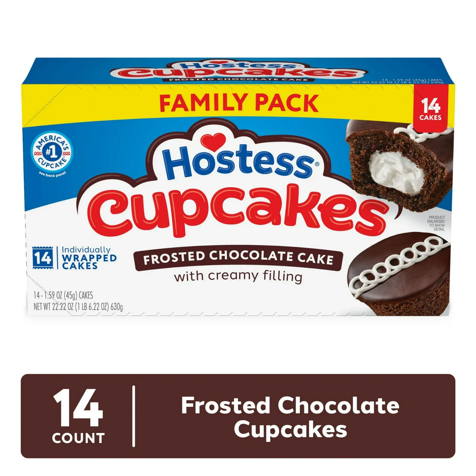 Hostess Cupcakes, Chocolate Snack Cakes, 22.22 oz Box (14 Ct.) Free Shipping
