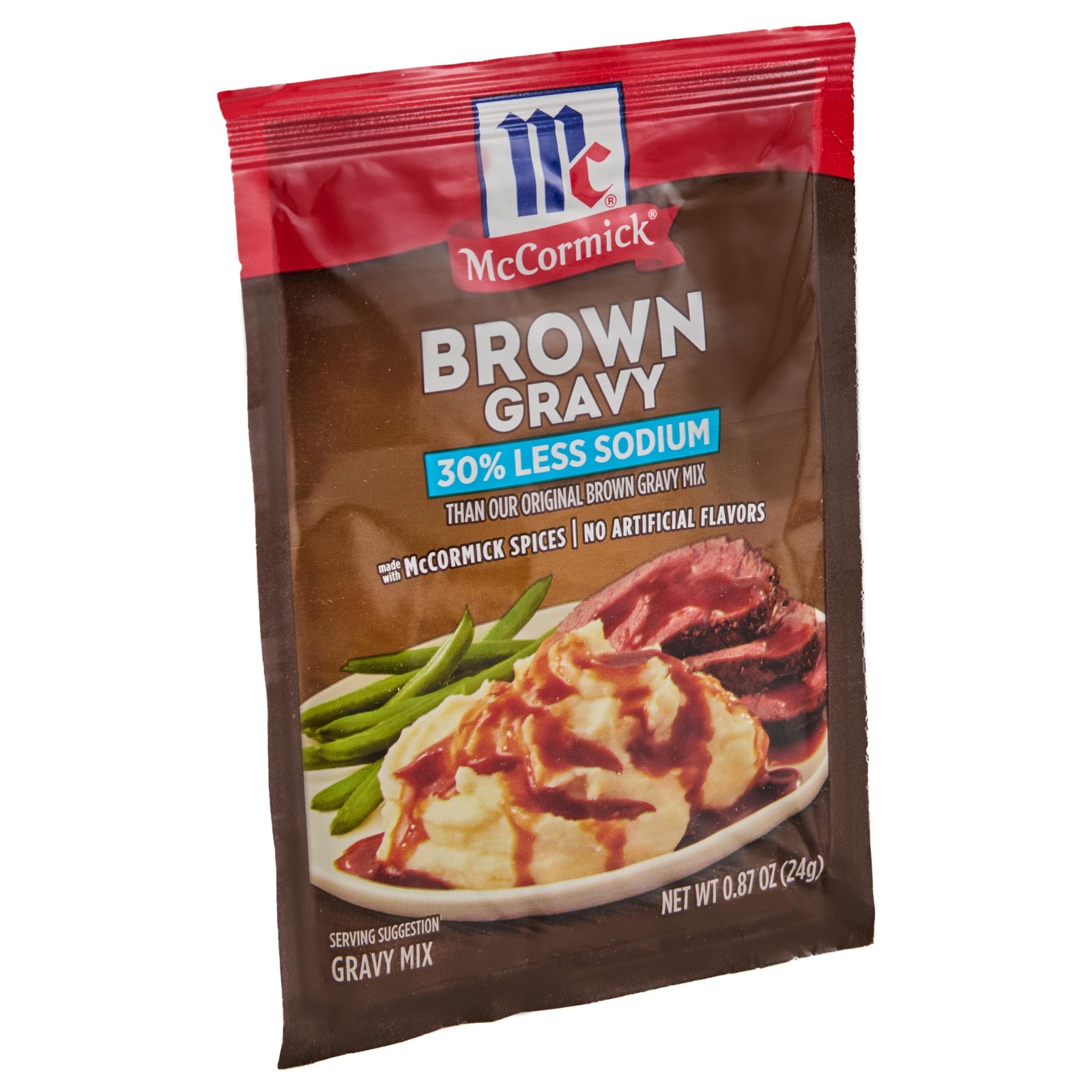 McCormick 30% Less Sodium Brown Gravy Mix, 0.87 oz Ounce (Pack of 12)