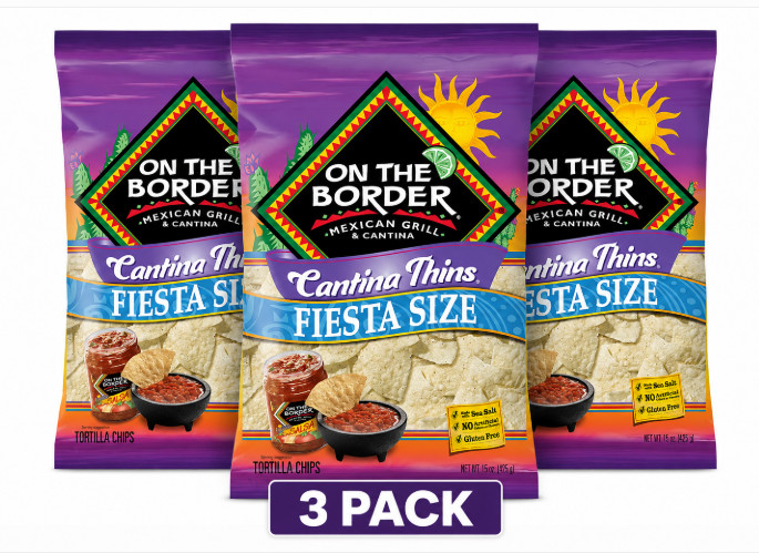 Pack of 3 Thin & Crispy Gluten-Free Tortilla Chips, Sea Salt, Fiesta Size, 15 oz