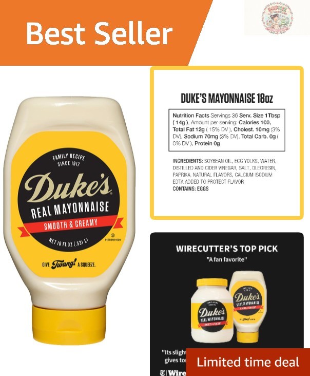 Duke’s Real Mayonnaise – 8oz Squeeze Bottle, Perfect for Salads
