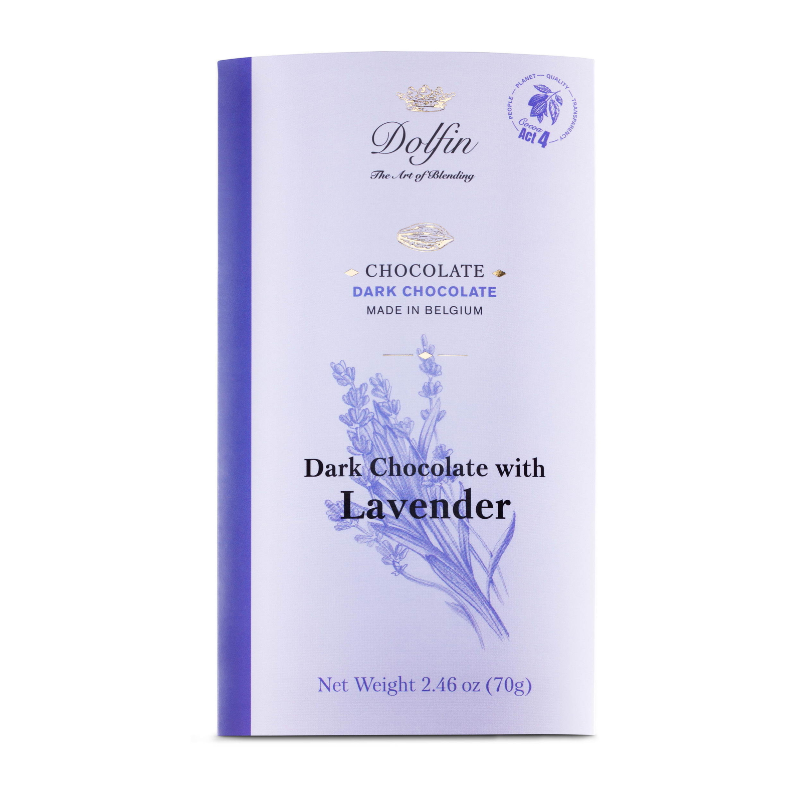 Dolfin 60% Dark Chocolate Bar with Lavender imported from Belgium