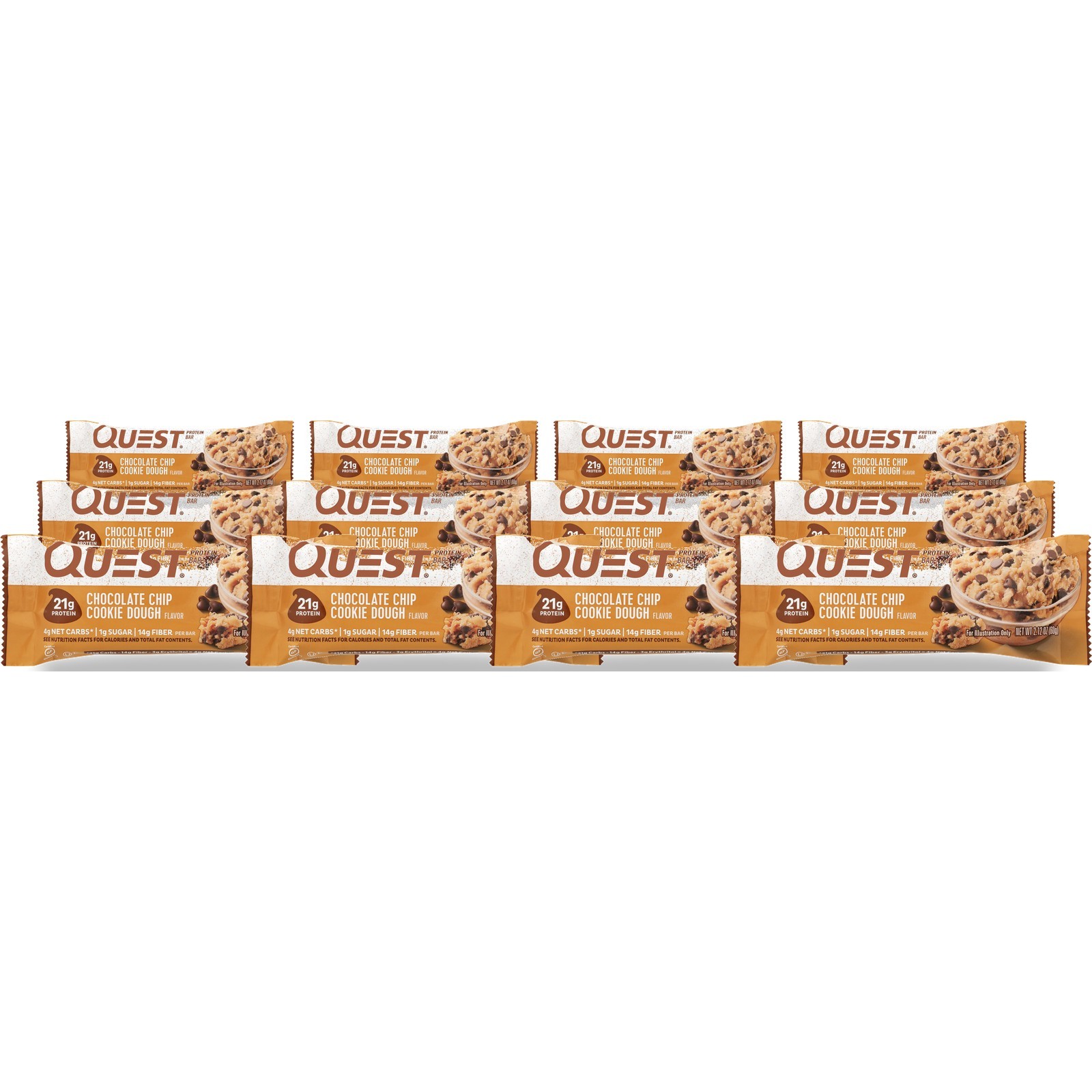 Quest Chocolate Chip Cookie Dough Protein Bar 2.12 Oz 12 Pack