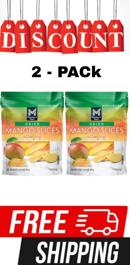 2 Pack – Member’s Mark Dried Mango, Natural Sweet Dried Fruit Snack 24 Oz Each