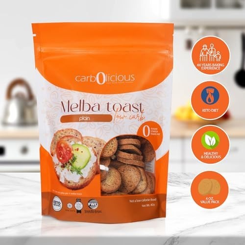 Low Carb Melba Toast Plain 4oz Keto Friendly Crunchy Bites Guilt Free Snack