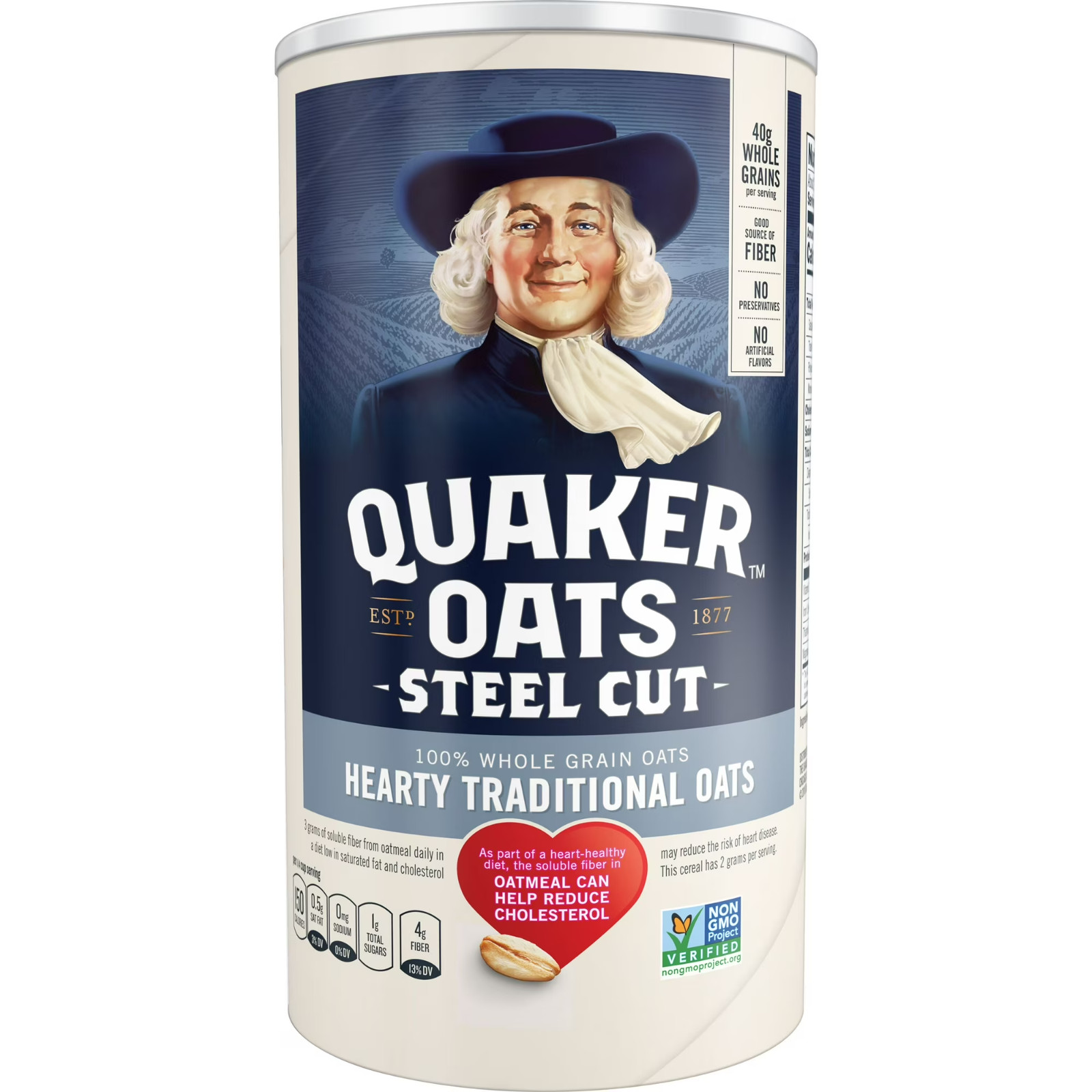 Quaker Steel Cut Traditional Oatmeal, Cook on Stove or Microwave, 30 oz Canister