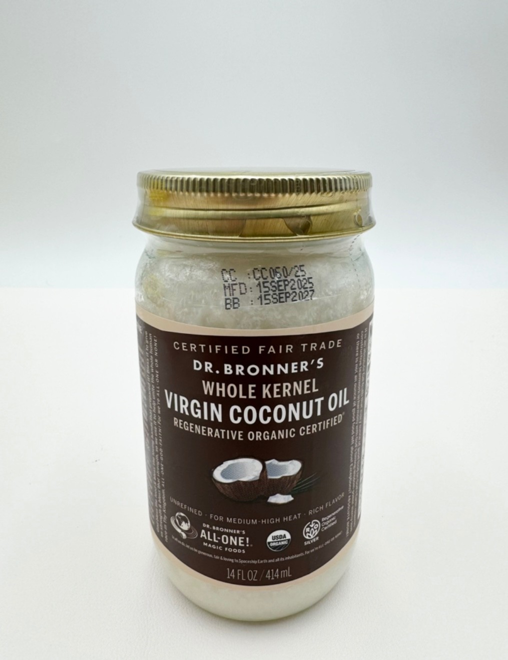 Dr. Bronner’s Virgin Coconut Oil Whole Kernel 14 fl oz Organic Pure